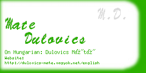 mate dulovics business card